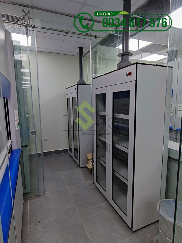 Tủ đựng hóa chất phòng thí nghiệm có lọc than hoạt tính vật liệu bằng phenolic