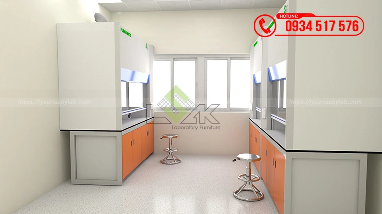 Tủ hút khí độc thiết kế phòng hóa nghiệm Trung tâm thử nghiệm xăng dầu (Petroleum Laboratory Center)