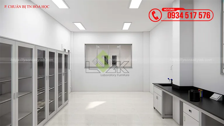 Thiết kế phòng chuẩn bị thực hành thí nghiệm hóa học Trường TH-THCS-THPT Ngô Thời Nhiệm