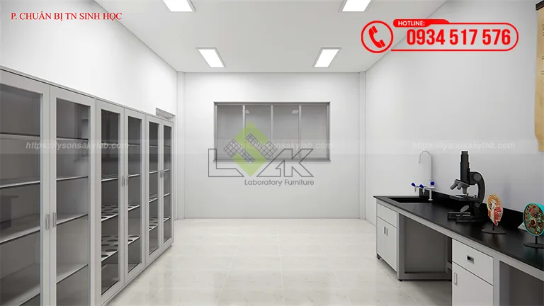 Thiết kế phòng chuẩn bị thực hành thí nghiệm sinh học Trường TH-THCS-THPT Ngô Thời Nhiệm