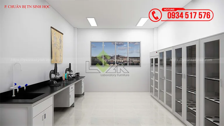 Thiết kế phòng chuẩn bị thực hành thí nghiệm sinh học Trường TH-THCS-THPT Ngô Thời Nhiệm