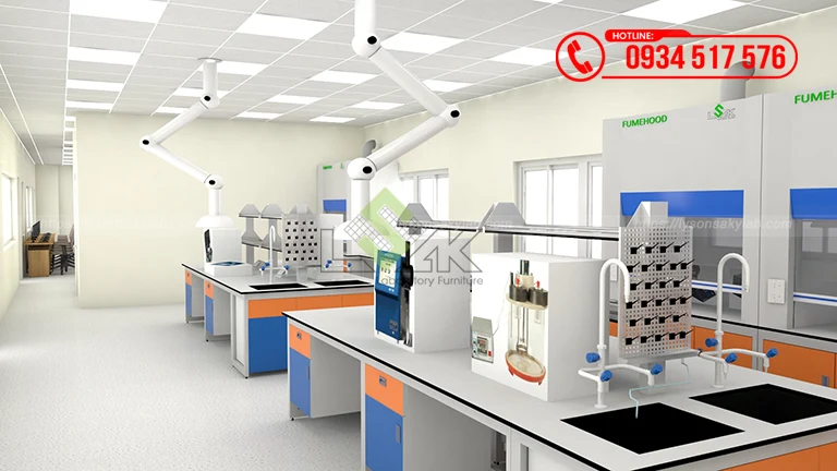 Bàn thao tác trung tâm Thiết kế phòng hóa nghiệm Trung tâm thử nghiệm xăng dầu (Petroleum Laboratory Center)