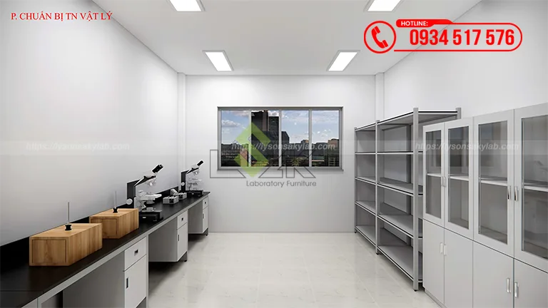 Thiết kế phòng chuẩn bị thực hành thí nghiệm vật lý Trường TH-THCS-THPT Ngô Thời Nhiệm