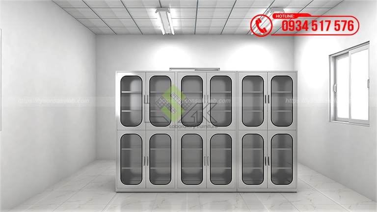 Tủ lưu mẫu vật liệu inox SUS304 thiết kế phòng lab R&D Công ty TNHH Nan Pao Materials Việt Nam
