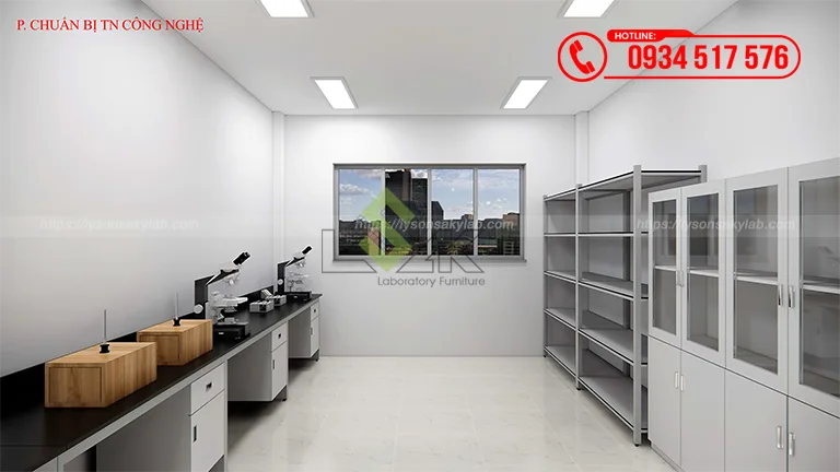 Thiết kế phòng chuẩn bị thực hành thí nghiệm công nghệ Trường TH-THCS-THPT Ngô Thời Nhiệm