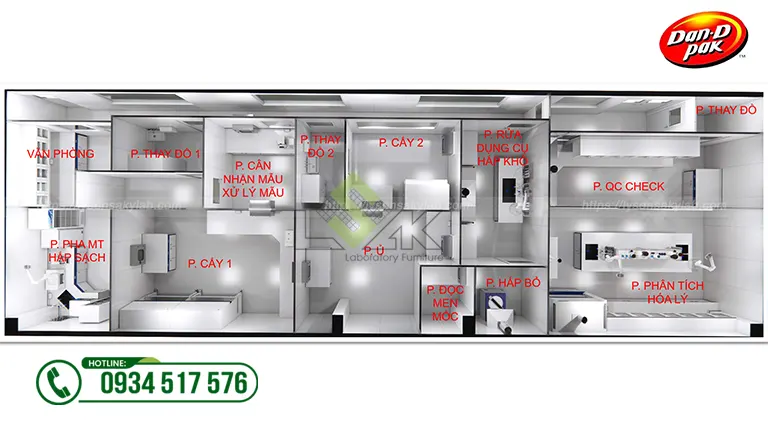 Thiết kế phòng lab Nhà máy Công ty Cổ Phần Thực Phẩm Dân Ôn