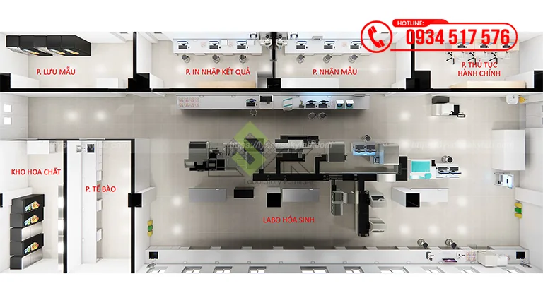 Thiết kế phòng xét nghiệm Khoa Hóa sinh Bệnh viện Đa khoa Thống Nhất – Đồng Nai