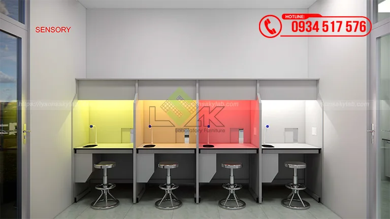 Bàn thí nghiệm cảm quan thiết kế phòng lab Nhà máy sữa và Đồ uống giải khát từ sữa DenEast (Giai đoạn 2) Trung tâm khơi nguồn sáng tạo Bloom