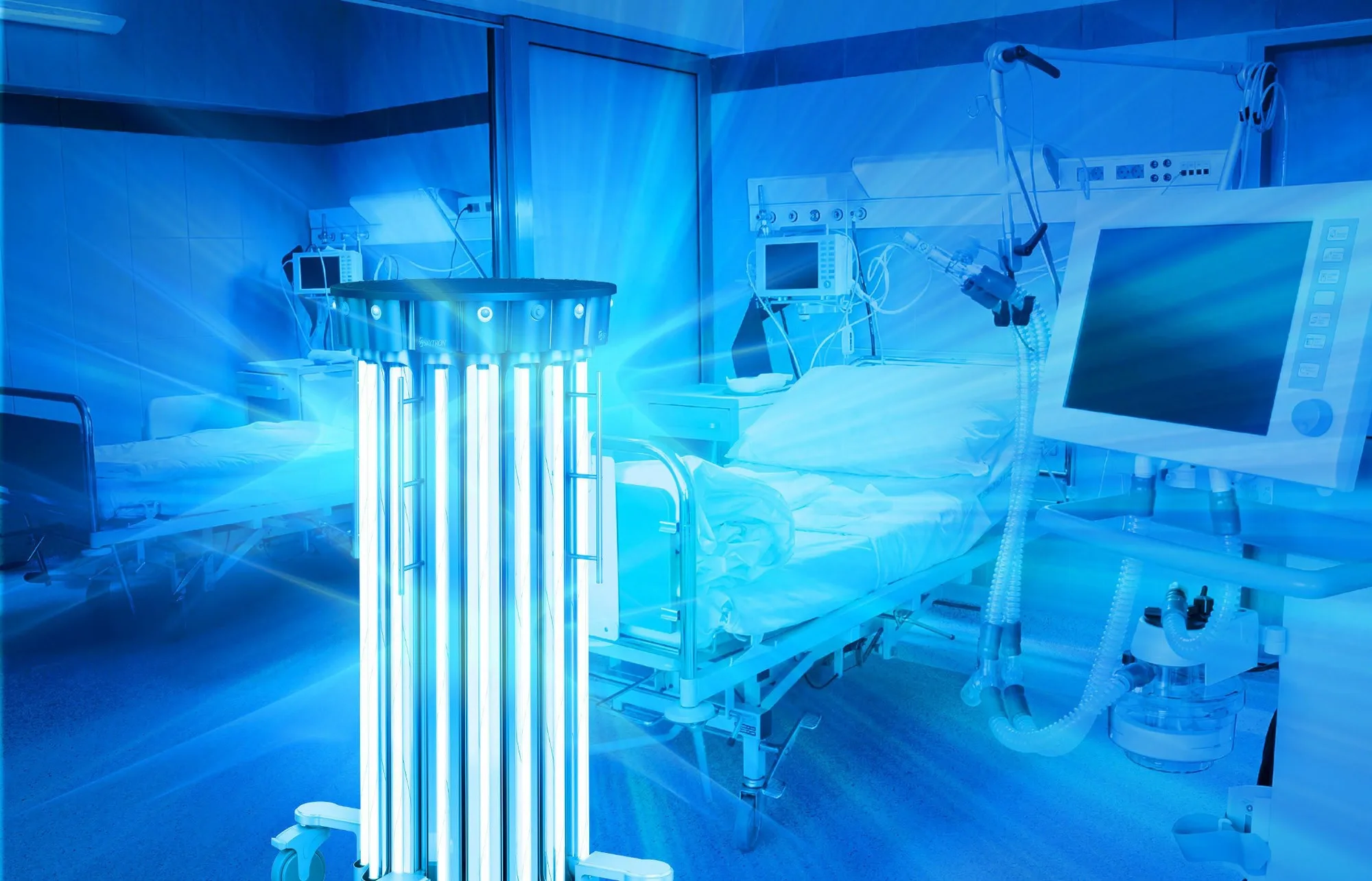 Đèn UV khử trùng trong bệnh viện.