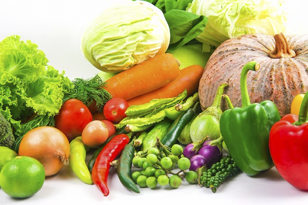 Collection vegetables isolated white background
