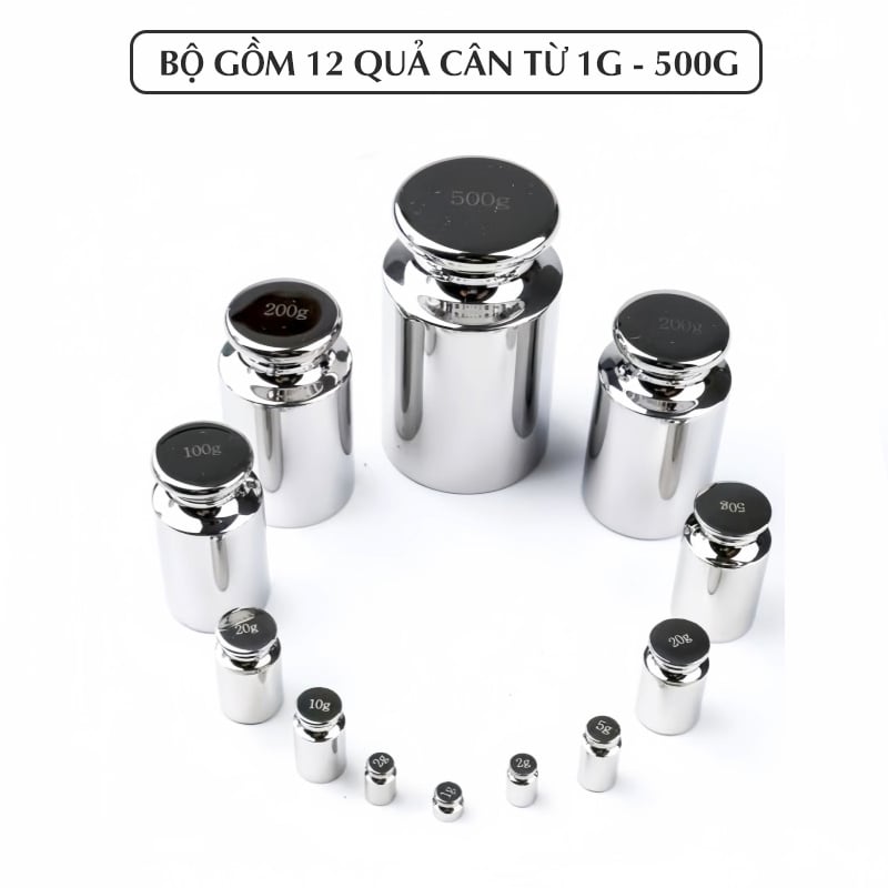 Bộ 12 quả cân định lượng tiêu chuẩn M1 từ 1g 500g